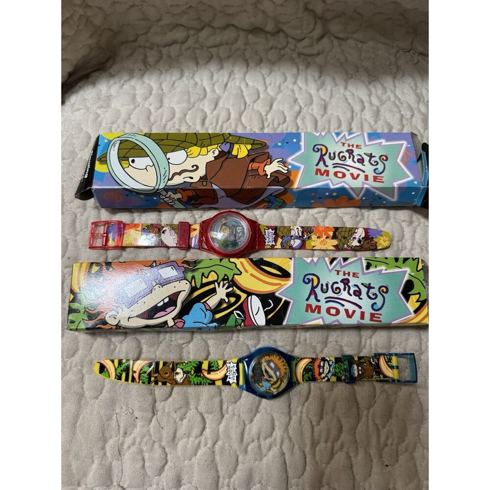 Vintage Rugrats Movie Watch Lot Of 2 Burger King Angelica  Chuckie Tested Works